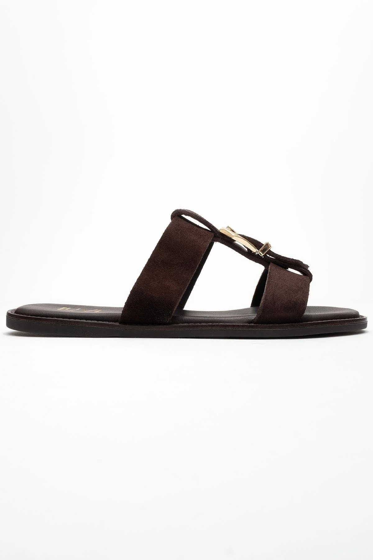 Sveta - Brown Suede Genuine Leather Buckle Slide (Women) - Image 6