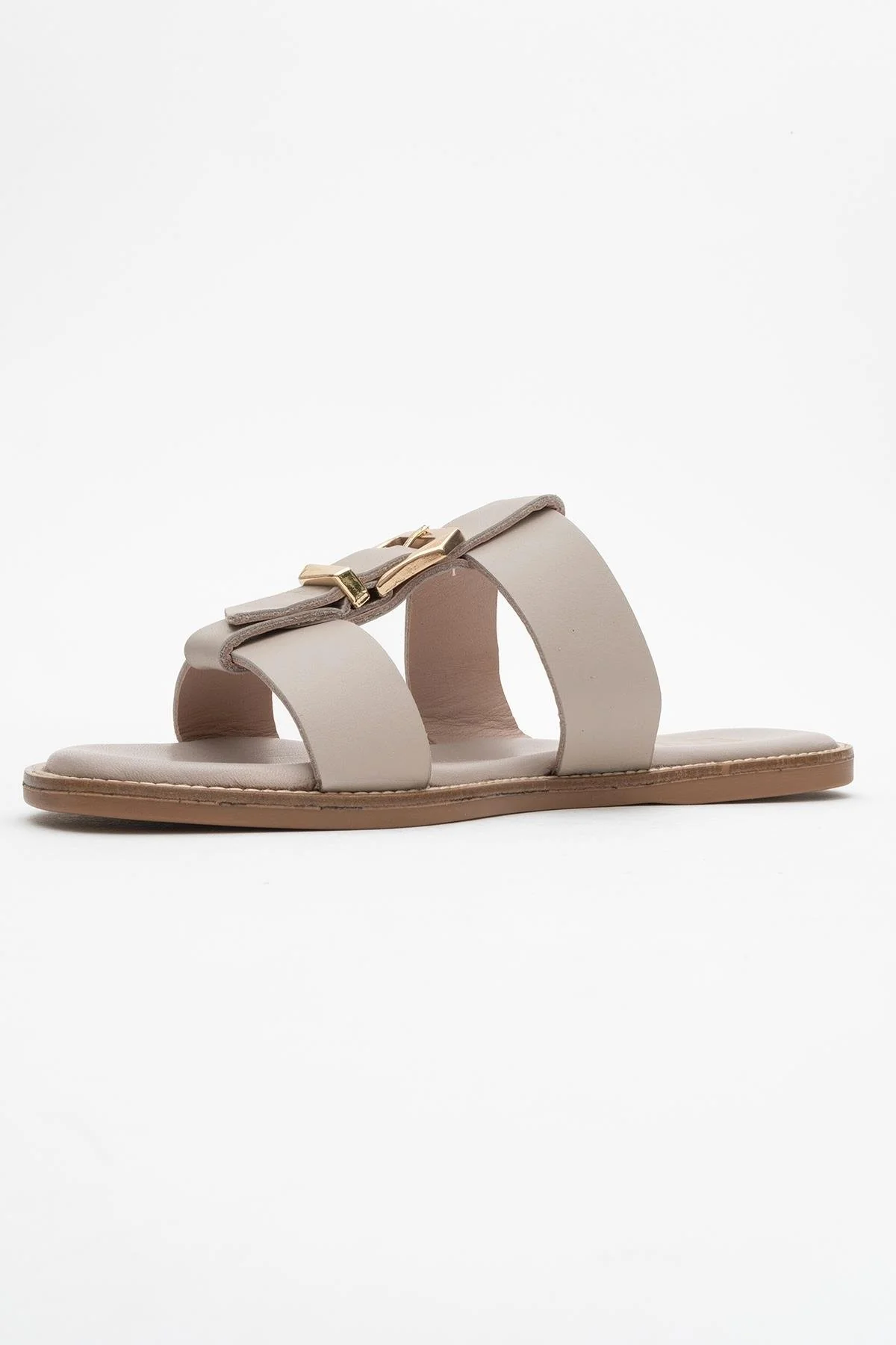 Sveta - Light Beige Leather Buckled Sandal (Women) - Image 4
