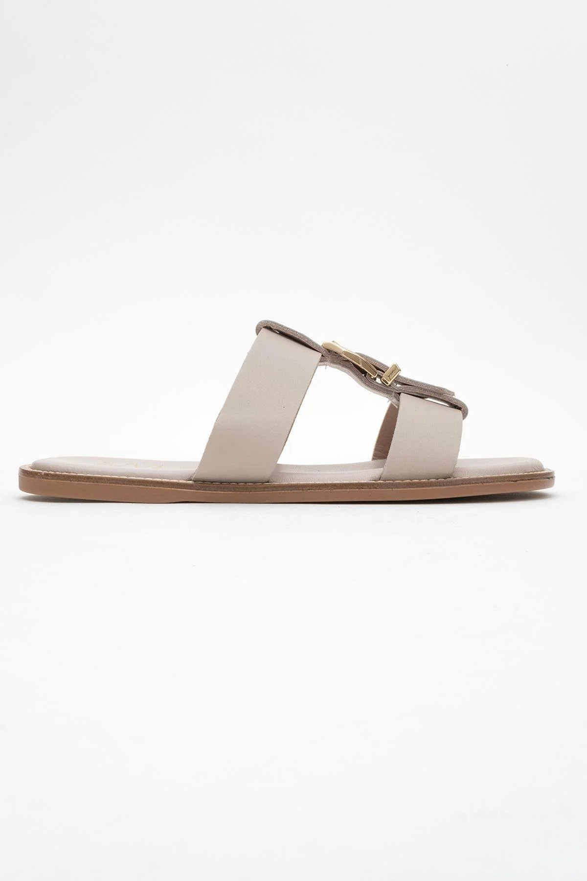Sveta - Light Beige Leather Buckled Sandal (Women) - Image 6