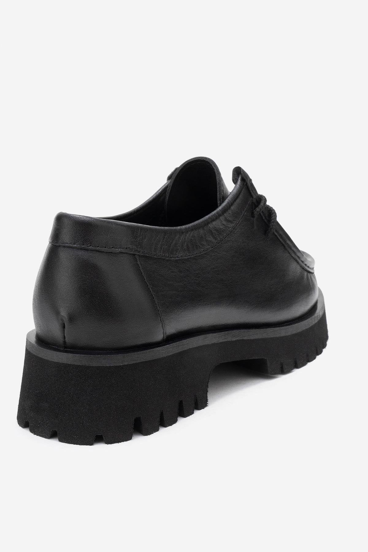 Talia - Black Genuine Leather Lace-Up Loafer (Women) - Image 5