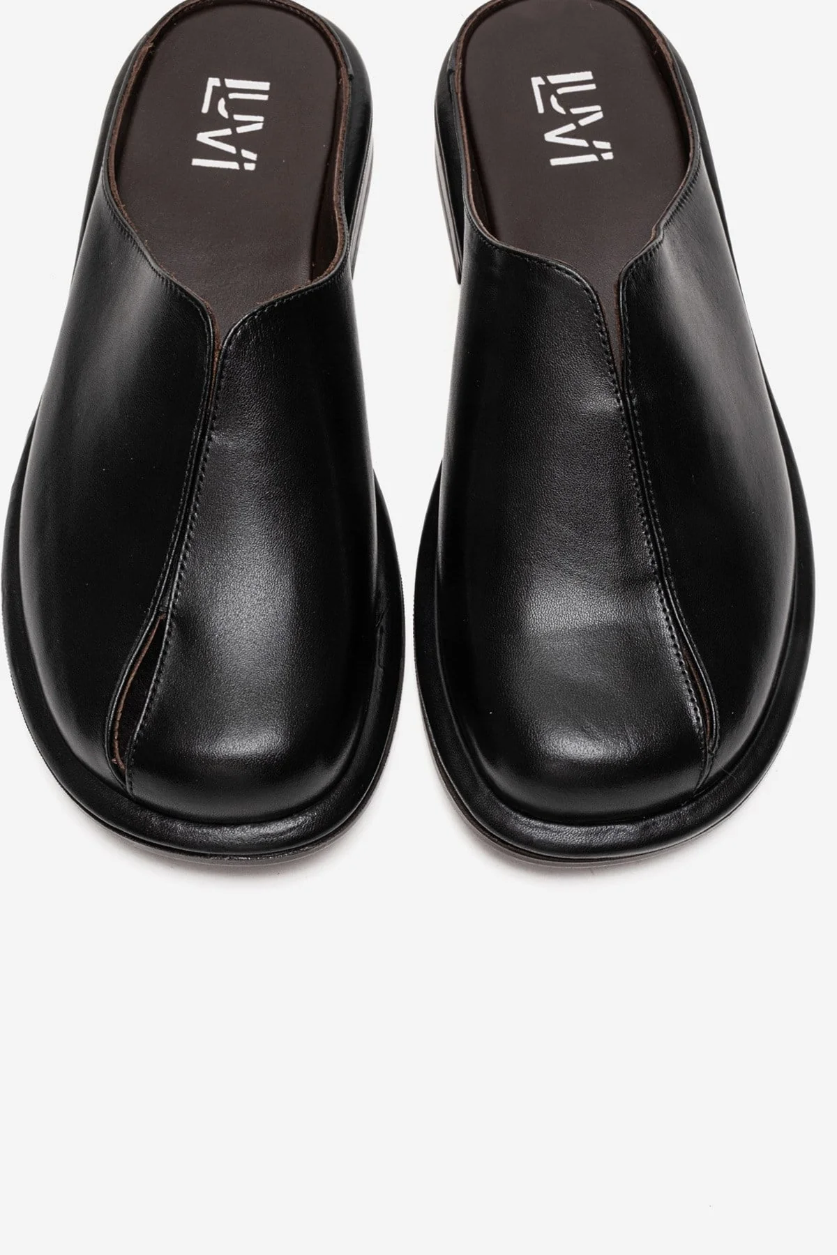 Tansy - Black Genuine Leather Closed-Toe Low Heel Mule (Women) - Image 2