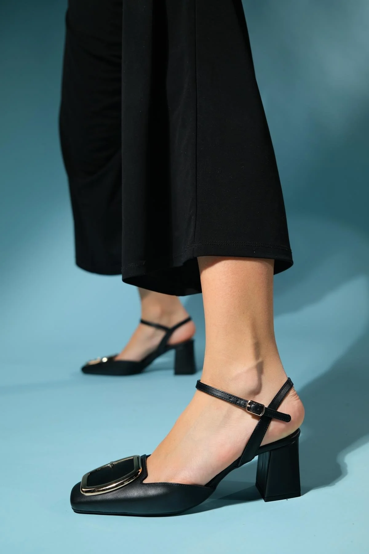 Tieno - Black Backless Block Heel Shoe (Women) - Image 5