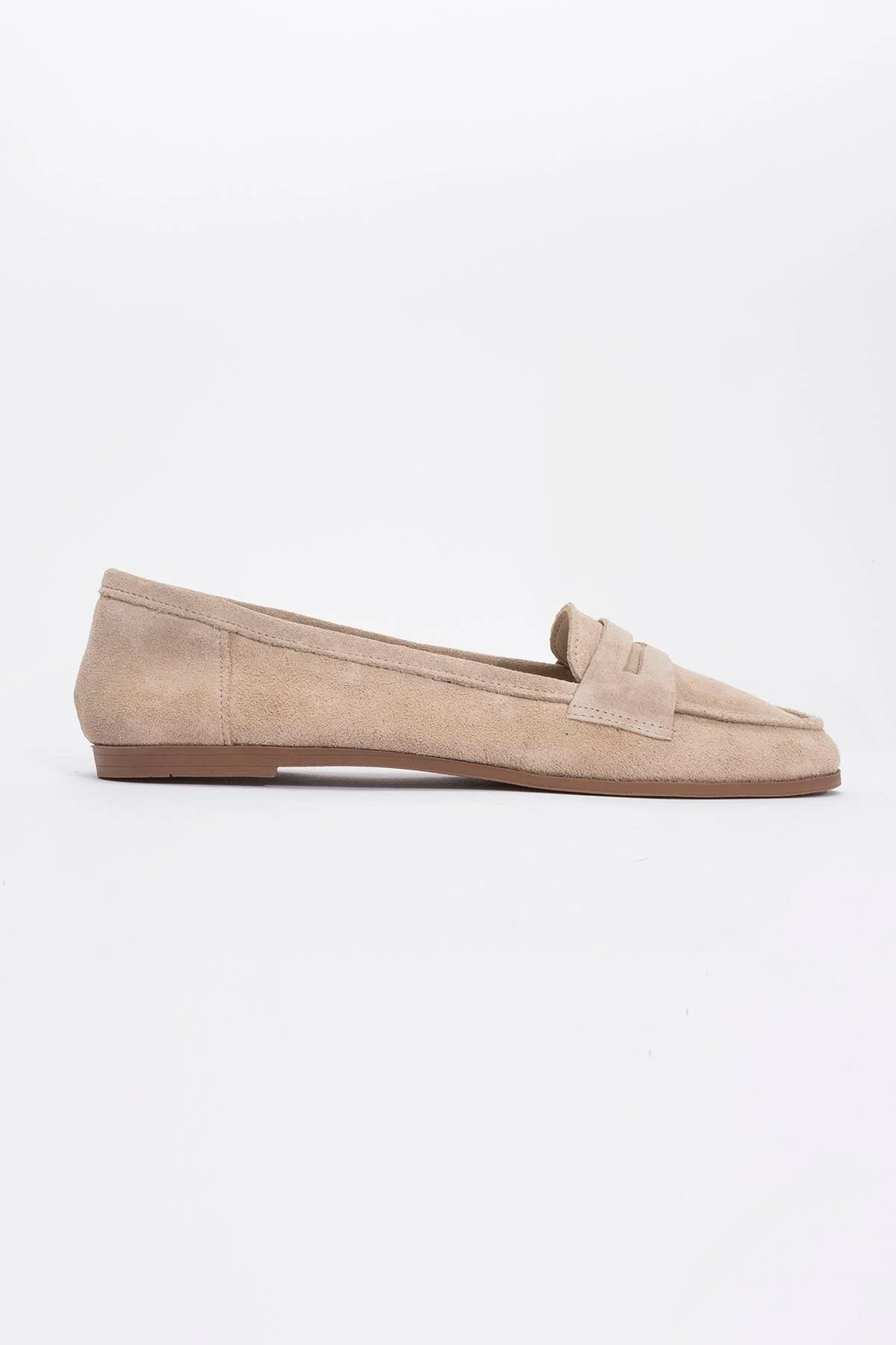 Tory - Beige Suede Genuine Leather Loafer Shoe (Women) - Image 4