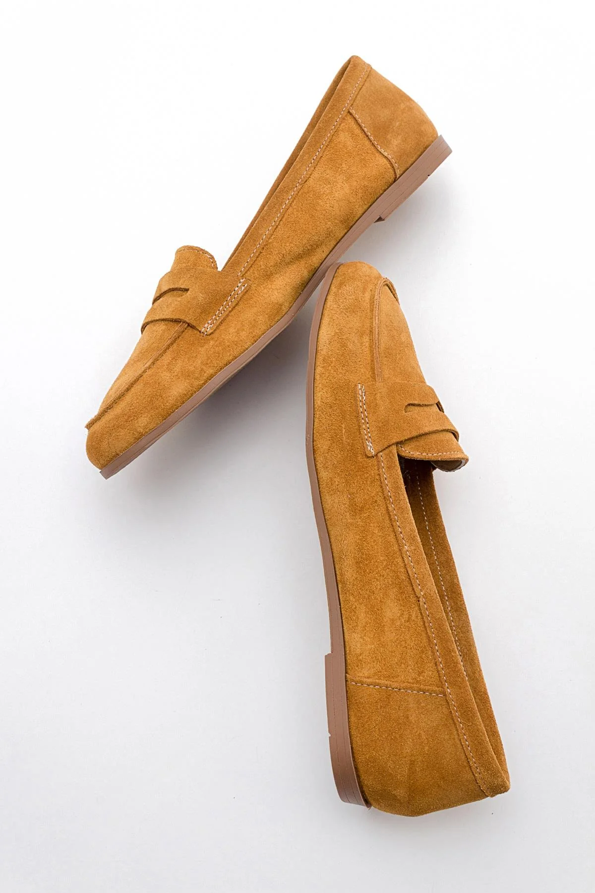 Tory - Mustard Suede Genuine Leather Loafer Shoe (Women) - Image 5