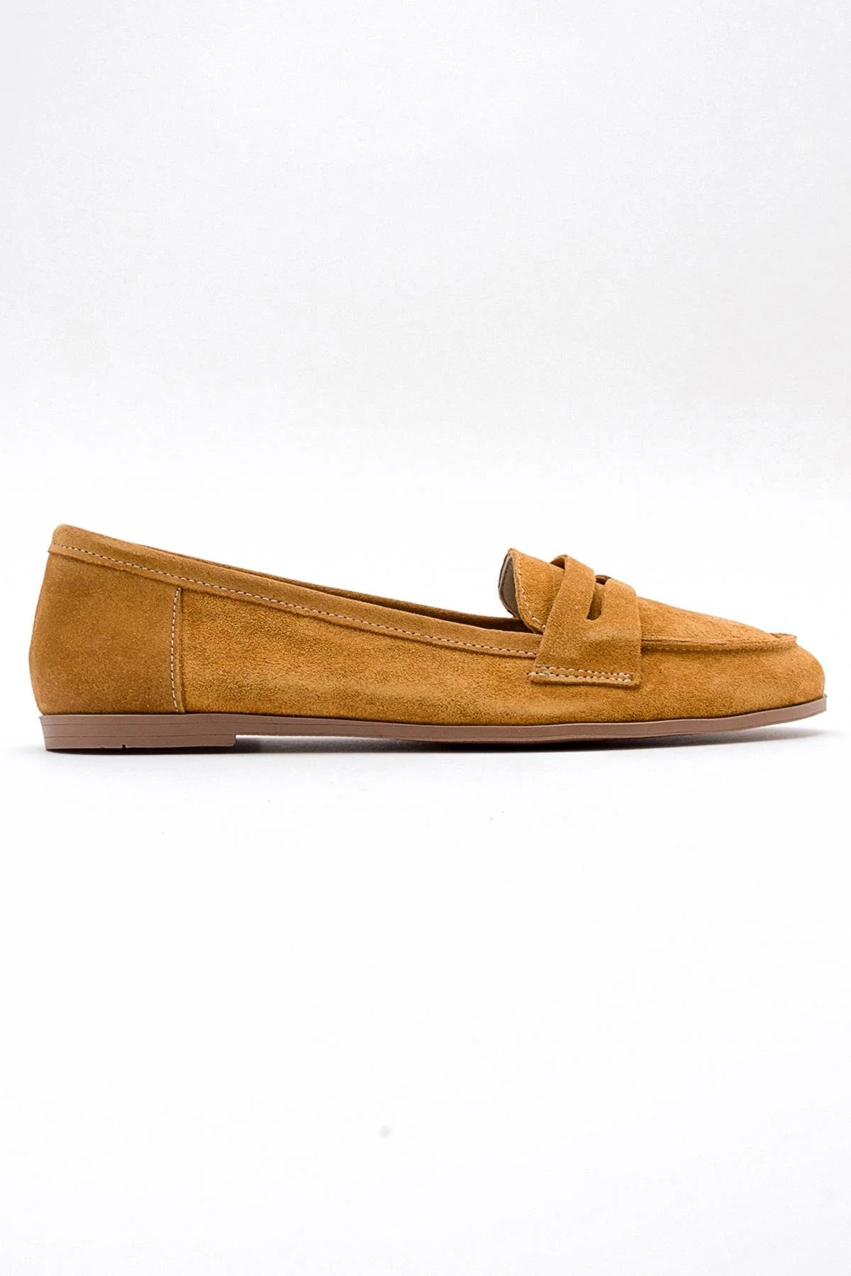 Tory - Mustard Suede Genuine Leather Loafer Shoe (Women) - Image 6