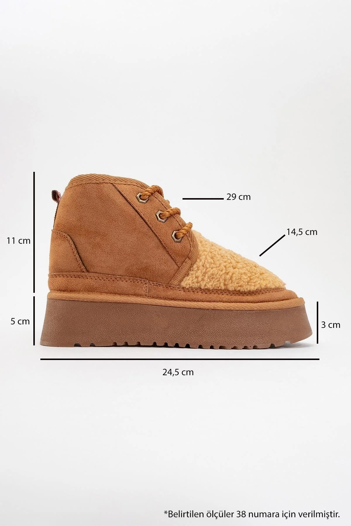 Tyson - Tan Suede With Fur Chunky Lace-Up Sport Boot (Women) - Image 4