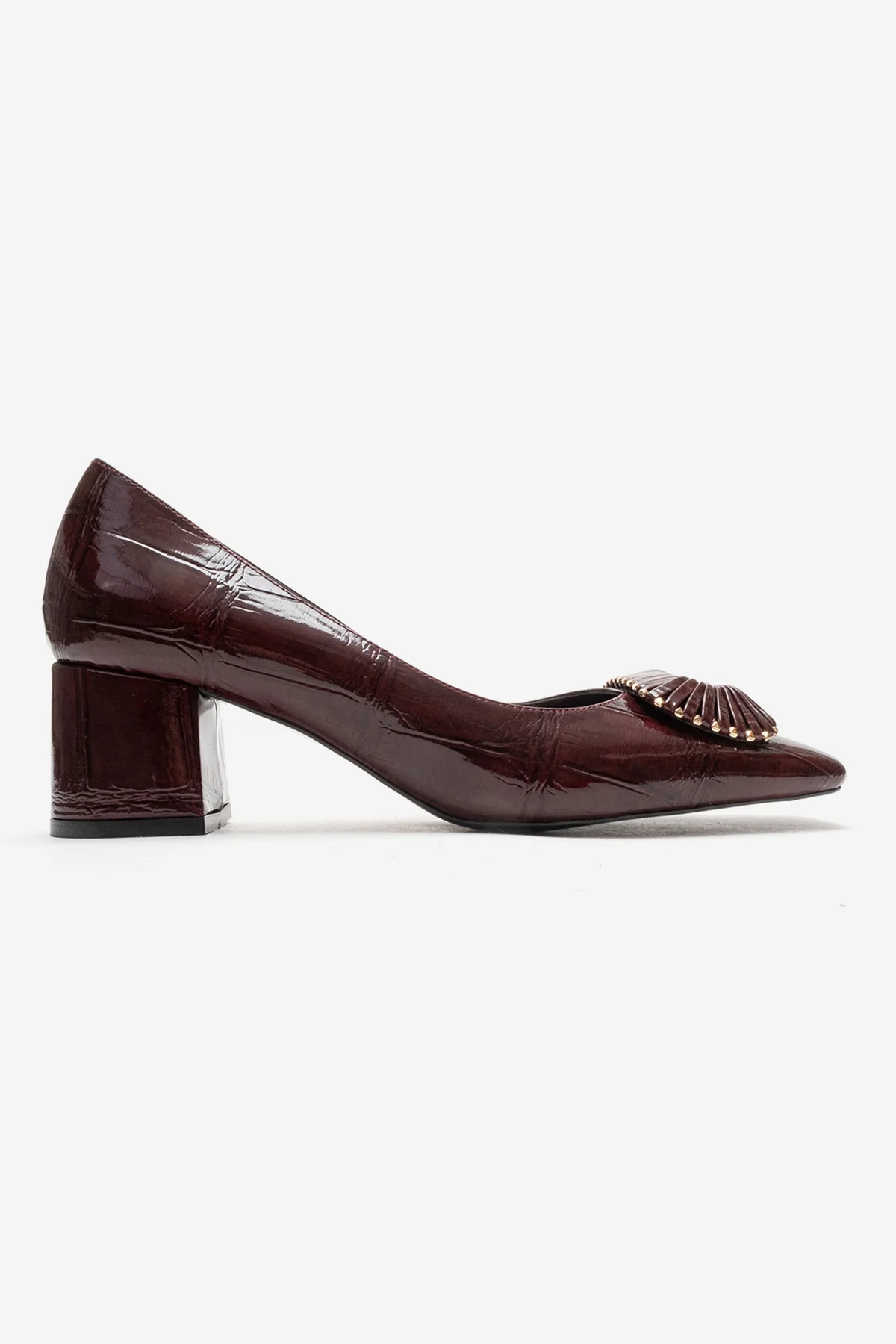 VELORA - Burgundy Buckled Block Heel Shoe (Women) - Image 4