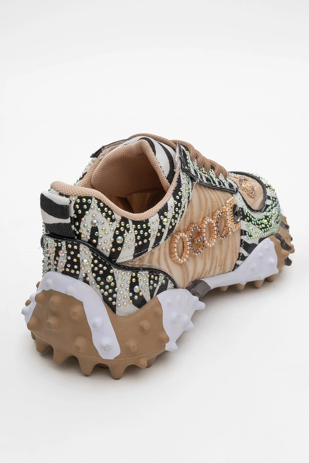 Vero - Beige Patterned Jeweled Sneaker (Women) - Image 5
