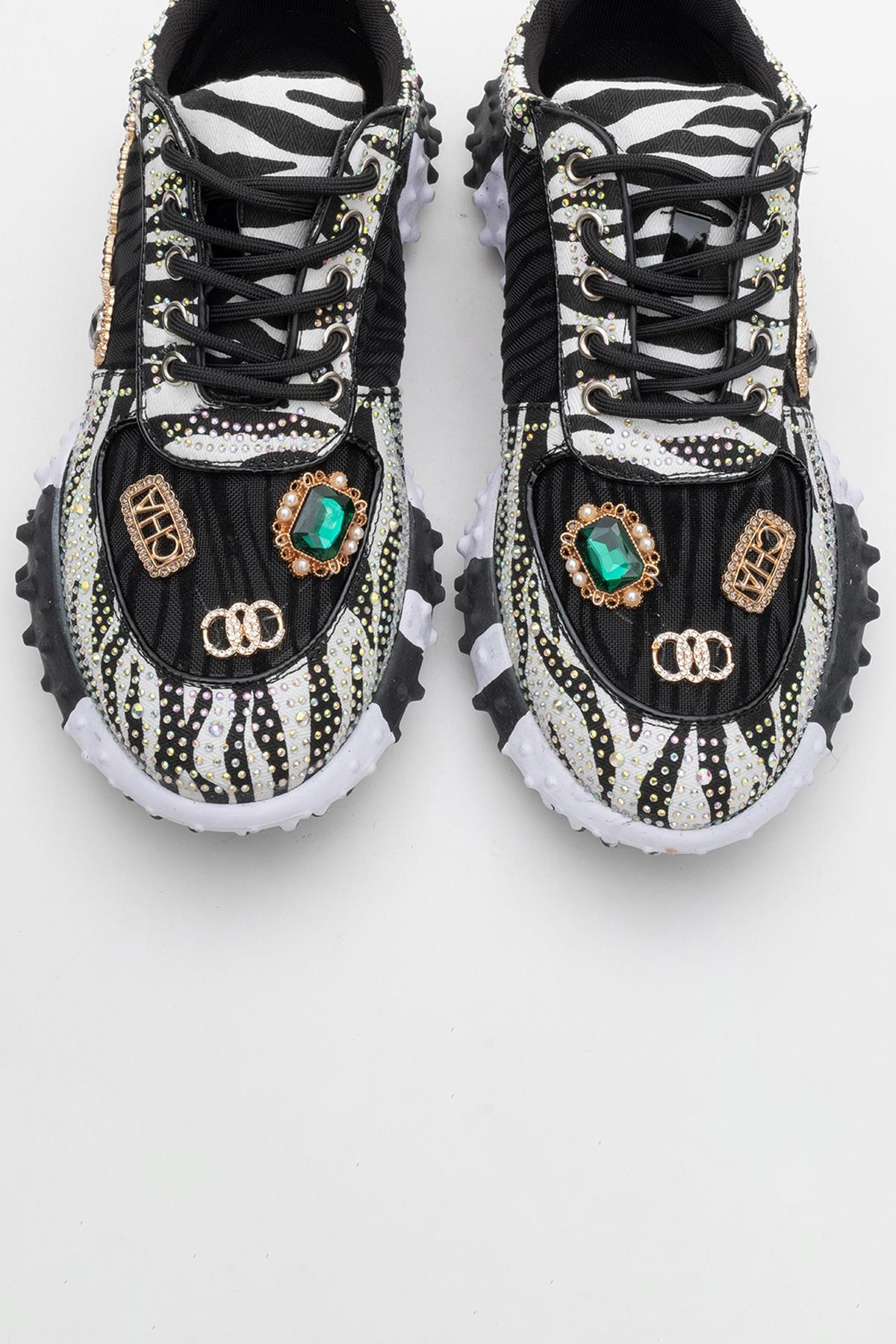 Vero - Black Patterned Jeweled Sneaker (Women) - Image 2