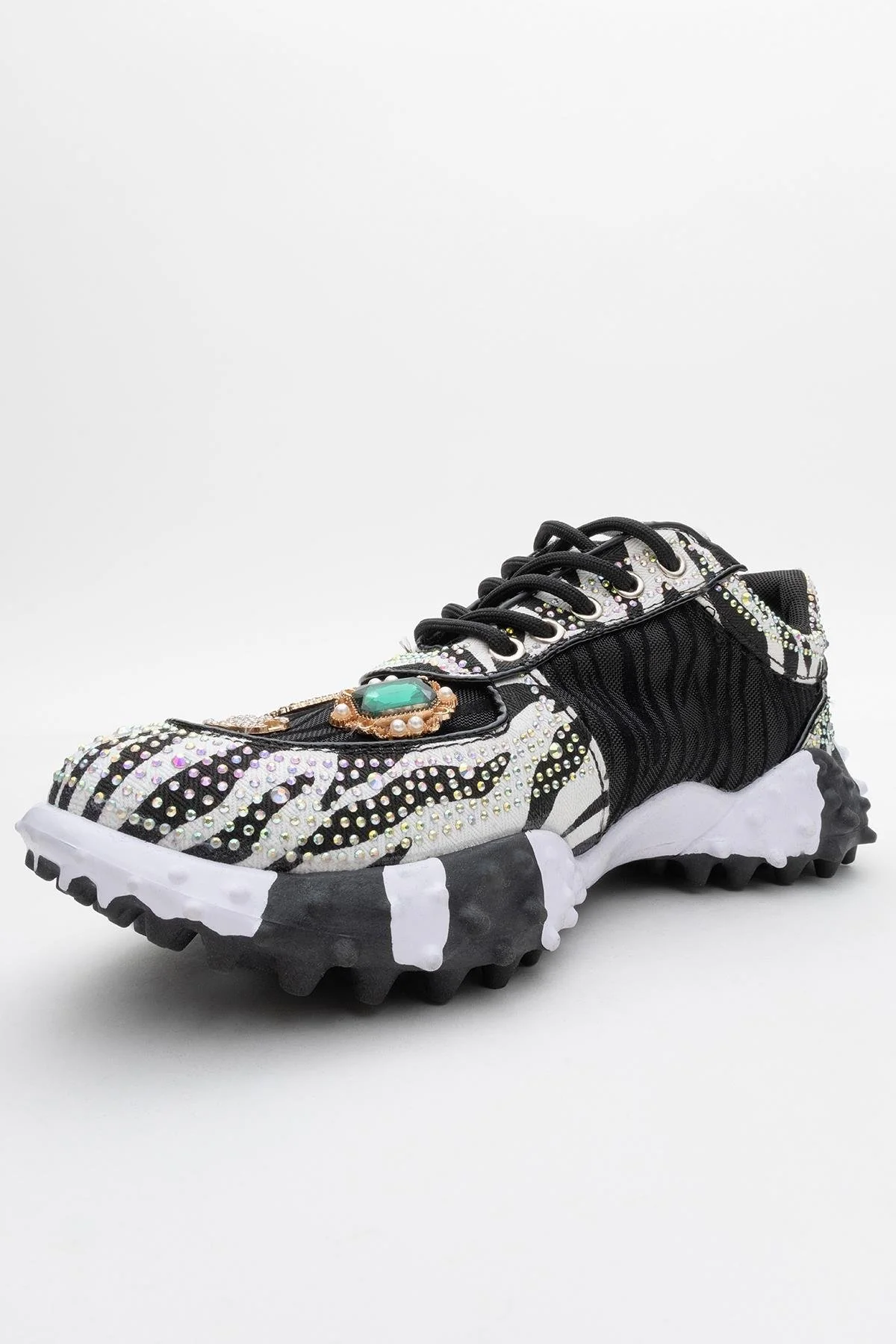 Vero - Black Patterned Jeweled Sneaker (Women) - Image 4