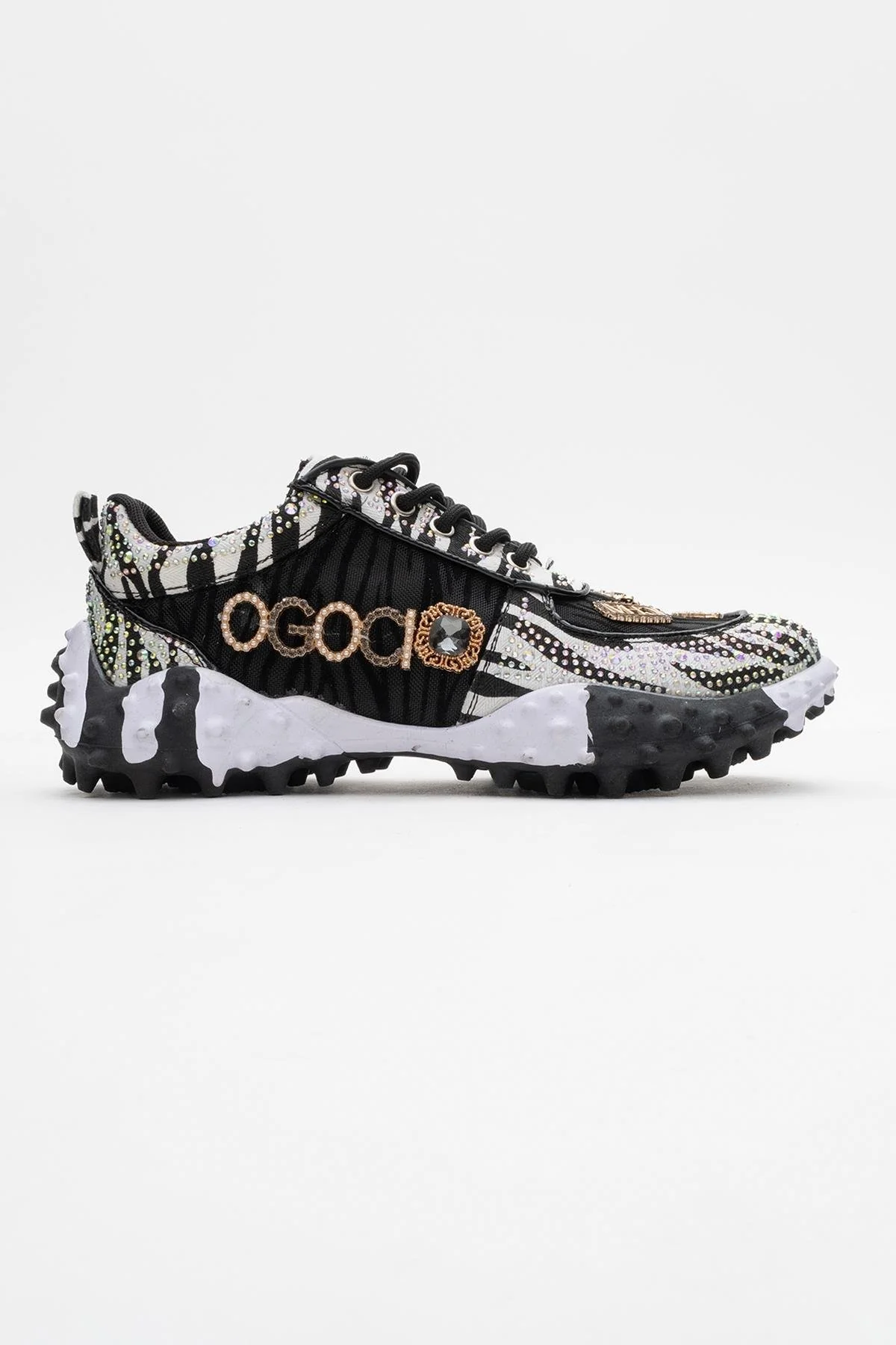 Vero - Black Patterned Jeweled Sneaker (Women) - Image 6