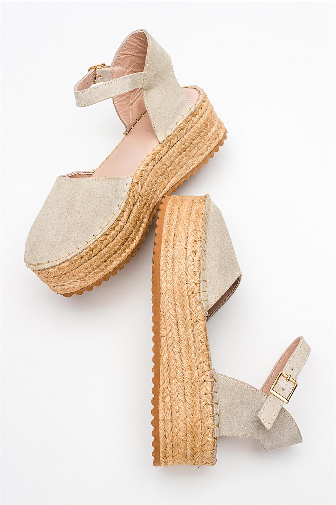 Viba - Beige Suede Leather Espadrilles (Women) - Image 2