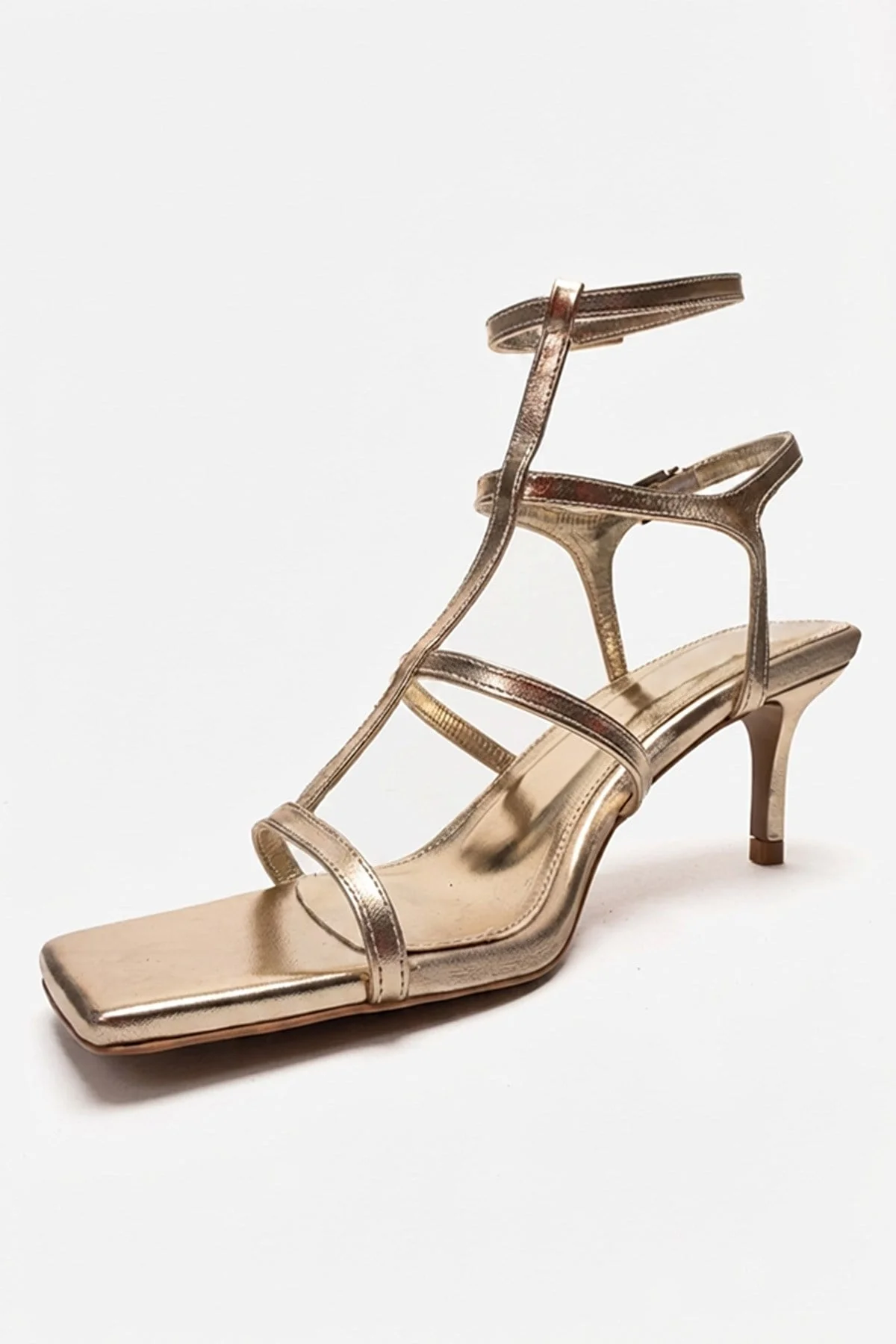VIENTO - Gold Ankle-Strap Stiletto Pump (Women) - Image 6
