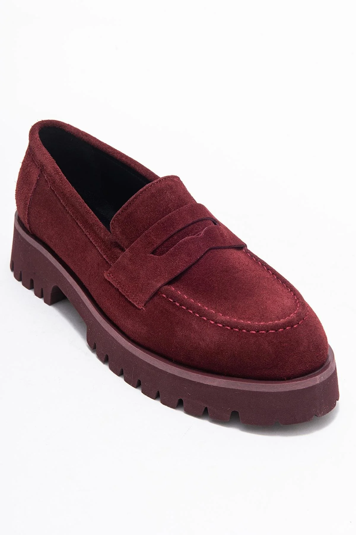 Vionel - Burgundy Suede Genuine Leather Loafer (Women) - Image 3