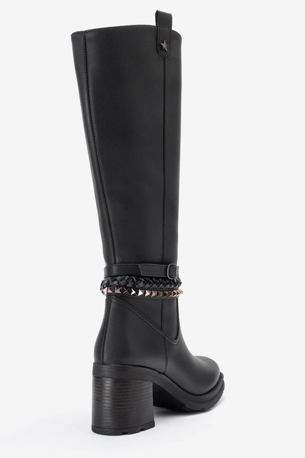 Viorra - Black Strappy Block Heel Knee-High Boot (Women) - Image 5