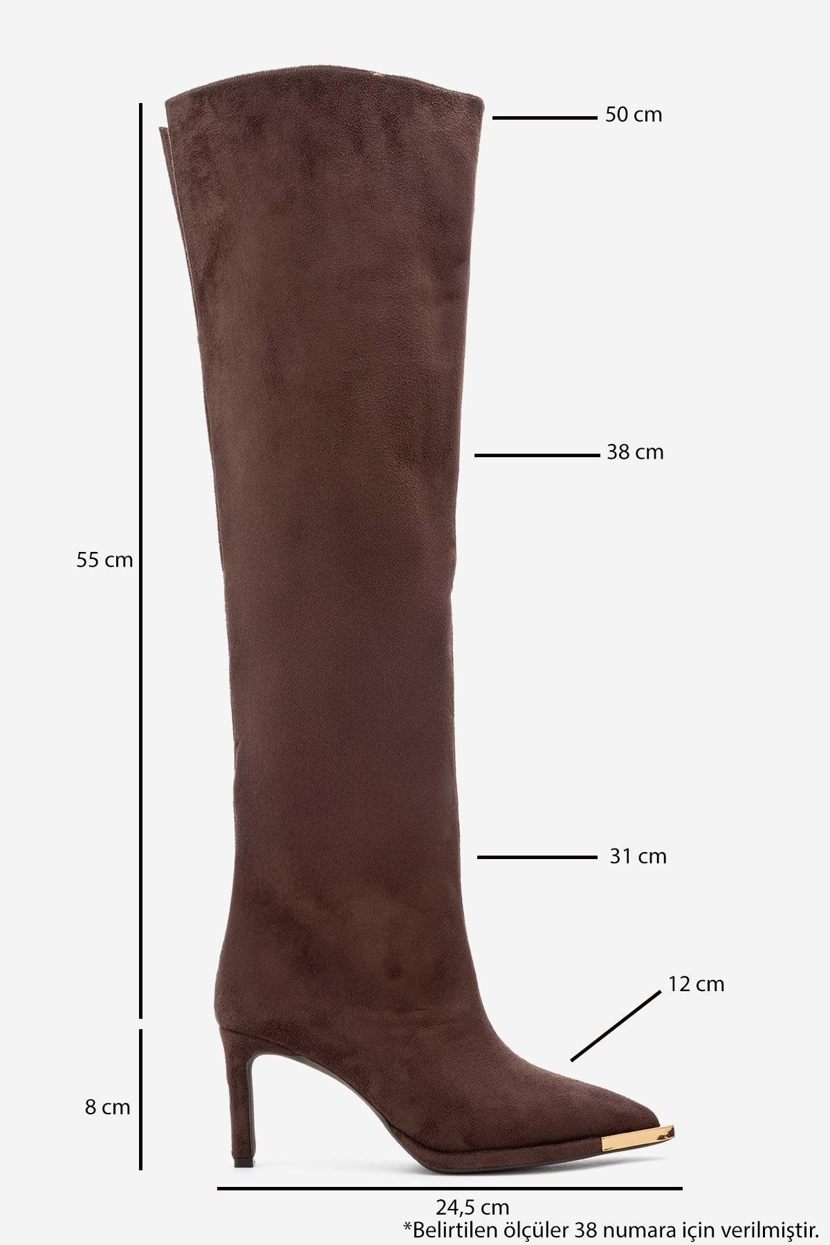Vody - Brown Suede Zip Over-The-Knee Stiletto Boot (Women) - Image 6