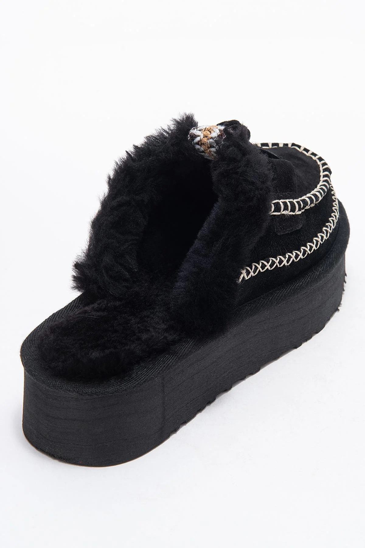Yalina - Black Genuine Leather Platform Moccasin Slipper (Women) - Image 5