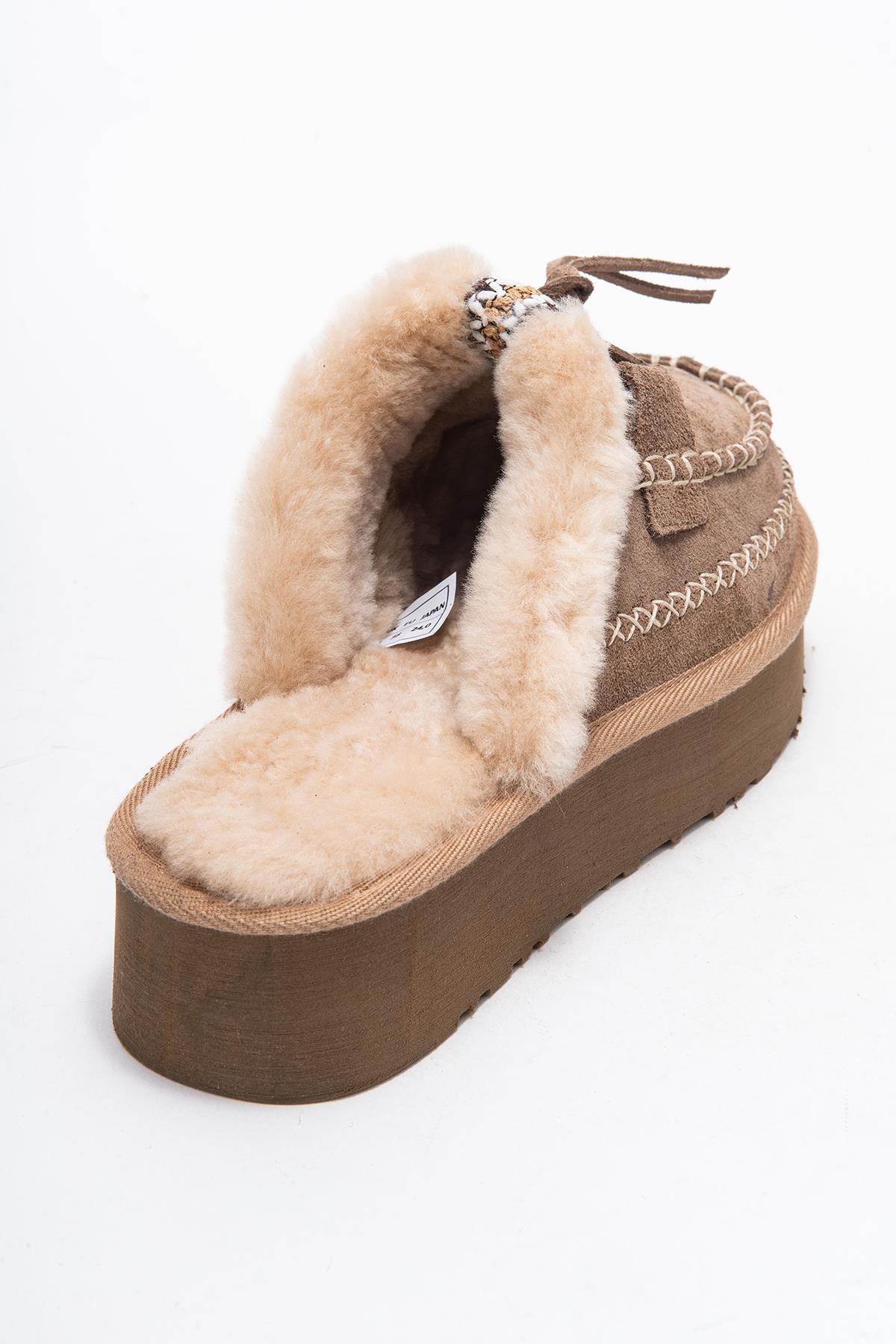 Yalina - Sand Genuine Leather Platform Moccasin Slipper (Women) - Image 5