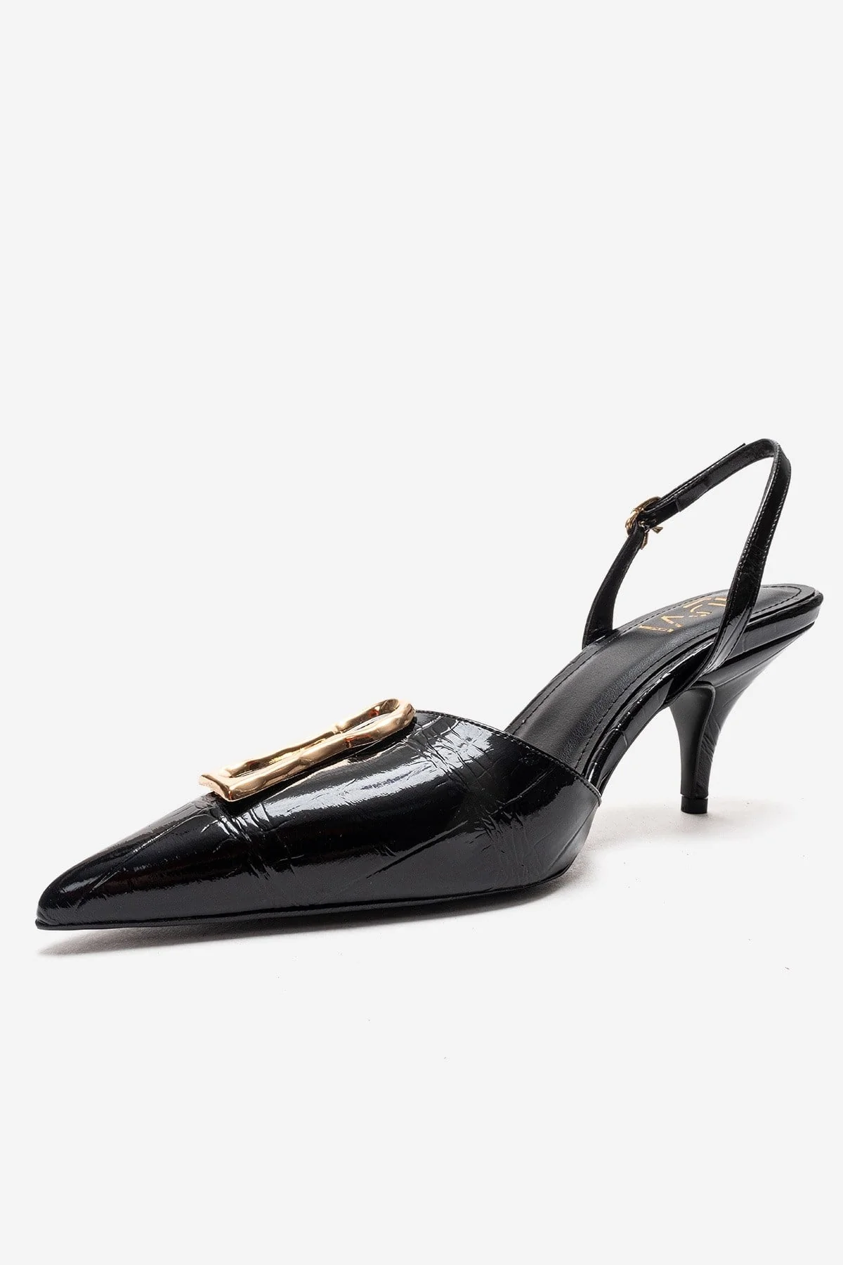 Yvella - Black Patent Buckle Pointed Toe Stiletto Pump (Women) - Image 6
