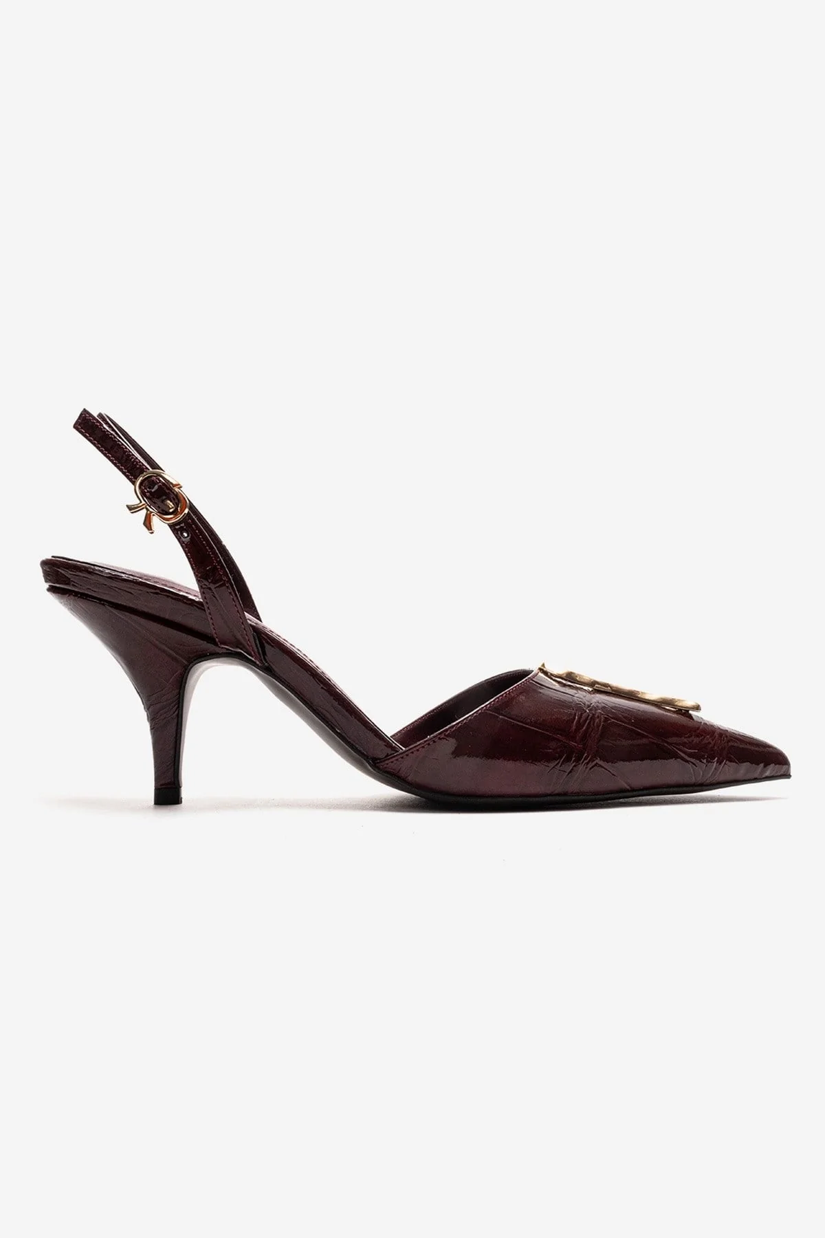 Yvella - Burgundy Patent Buckle Pointed Toe Stiletto Pump (Women) - Image 4