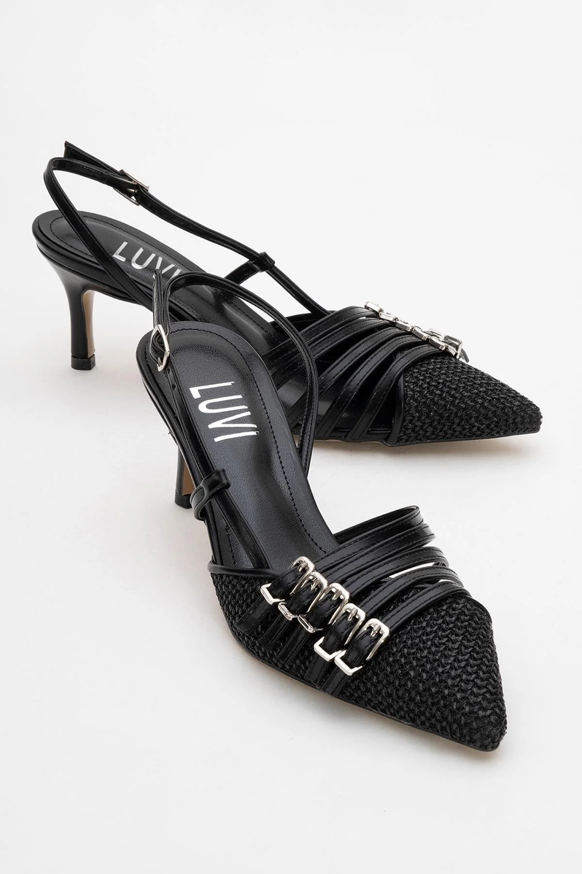Zenith - Black Slingback Pointed Toe Heel (Women)